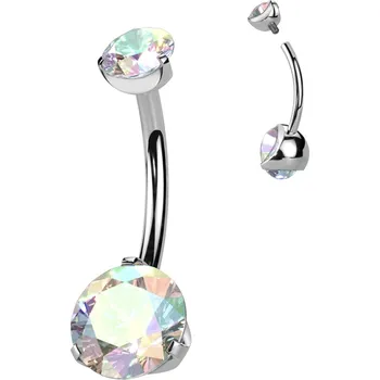 Piercing Atreya Titanový piercing do pupíku s vnitřním závitem Soft Barva: Stříbrná/Duhová, Velikost: 1,6 mm, Délka / Průměr: 10 mm