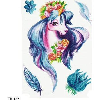 Odstranitelné tetování Dočasné tetování 3D KONĚ JEDNOROŽEC pro děti