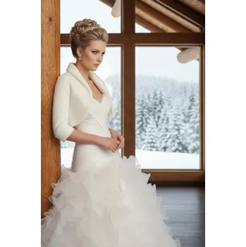 Dámský kožich Fleecový svatební kabátek na zavazování ivory BF-107 Vybraná velikost: XXL