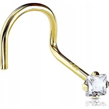 Piercing Zlatý piercing do nosu 14K s čtvercovým krystalem 0,8/7