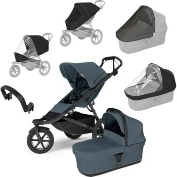 Dětské zboží Thule Výhodný set Urban Glide 3 Kompletní kočárek + Pláštěnka + Moskytiéra + Madlo - Dark Slate