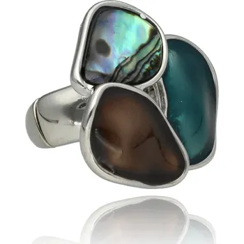 Prsten Yvon Designový prsten ELEGANCE s tyrkysovým akcentem a perleťovým leskem