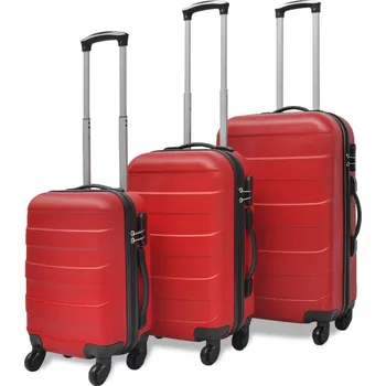 Módní doplněk Sada tří skořepinových kufrů na kolečkách červená 45,5/55/66 cm - 8718475978572