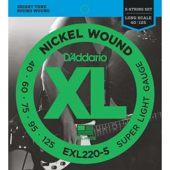 Strunný nástroj D'Addario EXL220-5 Struny pro 5-strunnou baskytaru (Jako nové)