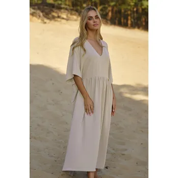 Dámská móda Oversize šaty se zavazováním vzadu M835 Barva: Béžová, Velikost: ONE SIZE