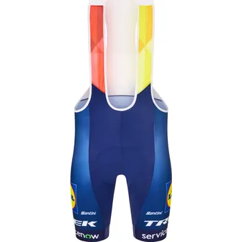 Cyklistické kalhoty Santini replika závodních kraťasů s laclem Lidl-Trek, tmavě modrá/žlutá, 2026 velikost XS