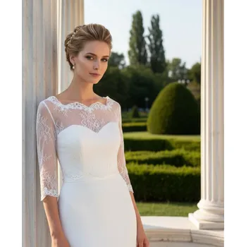 Bolerko Svatební bolerko z pavučinkové krajky - bílé: BF-183 Vybraná velikost: S