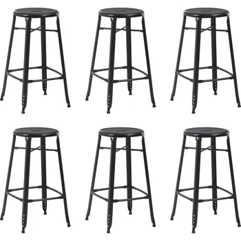 Barová židle Barové stoličky 6 ks černé ocel - 8720286001523