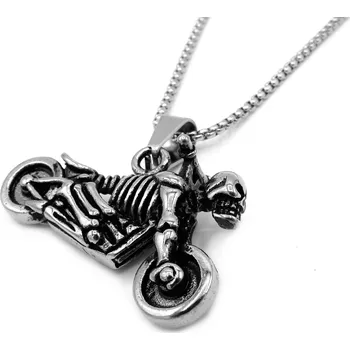 Náhrdelník Steel Jewelry Náhrdelník motorka a kostra z chirurgické oceli NH231053 dárkové balení zdarma