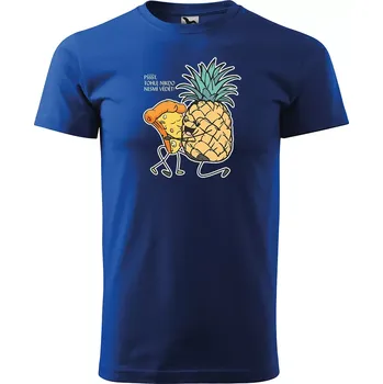 Pánské tričko Sablio Tričko s potiskem Ananas s pizzou - modré S