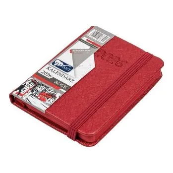 Diář Kalendarz 2026 A7 tyg Rock czerwony