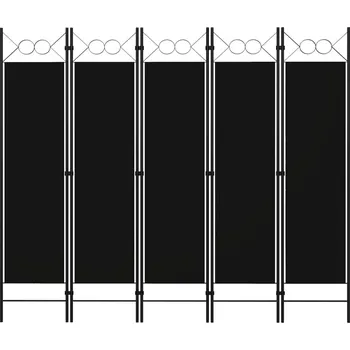 Paraván 5dílný skládací paraván černý 200 x 180 cm - 8720286022566