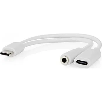 Elektrická zásuvka Nedis CCGB64922WT01 - USB-C Adaptér| | USB-C™ Zástrčka | USB-C™ Zásuvka / 3,5 mm Zásuvka | 0.10 m | Kulatý | Poniklované