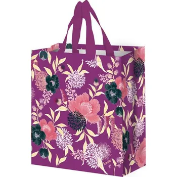Taška lamino 14l květy fialová