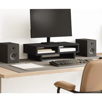 Držák monitoru Stojan na monitor černý 50 x 27 x 15 cm kompozitní dřevo - 8721158390318