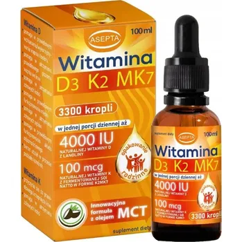 Asepta Vitamín D3 K2 MK7 Vitamín D 4000IU Vitamín K 100mg kapky 100 ml