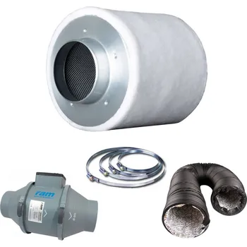 potrubní ventilátor Growmarket Kompletní set ventilace 250W MEDIUM - Ø 100 mm, odtah 200 m3/h