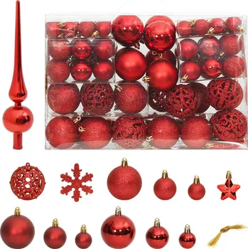 Vánoční dekorace 111dílná sada vánočních ozdob červená polystyren - 8720845408121