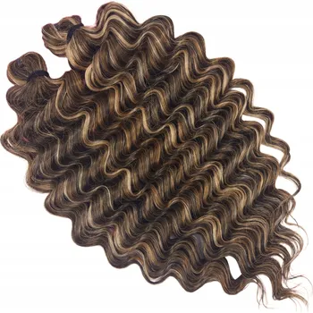 Příčesek Syntetické vlasy AFROLOKI ULTRA DEEP WAVE PRO Balayage Hnědé Kudrny 35cm 200g