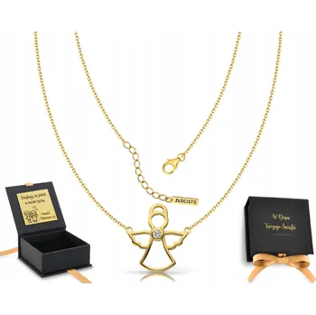 Náhrdelník Zlatý náhrdelník s andělem a řetízkem pro dívku, stříbro 925