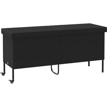 Zahradní úložný box Zahradní úložný box s kolečky černý 160x55x75 cm polyratan - 8721158648471