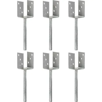 Příslušenství pro plot Plotové kotvy 6 ks stříbrné 7 x 6 x 30 cm pozinkovaná ocel - 8719883808239