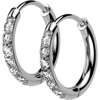 Náušnice Atreya Ocelové kruhové náušnice se zirkony Amorie Barva: Stříbrná, Velikost: 0,8 mm, Délka / Průměr: 8 mm