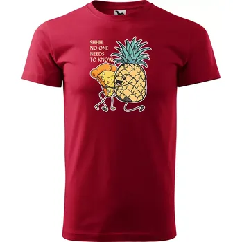 Pánské tričko Sablio Tričko s potiskem Pineapple with pizza - červené 3XL