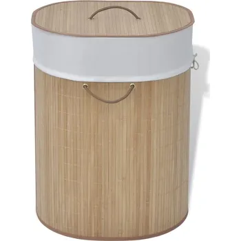 Koš na prádlo Bambusový prádelní koš oválný přírodní odstín - 8718475964254