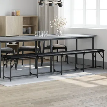 Jídelní lavice černá 248 x 32 x 45 cm ocel a umělá kůže - 8721012164291