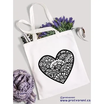 Textilní taška k vybarvení, SRDCE 1, 41x37cm, BÍLÁ, 1 kus
