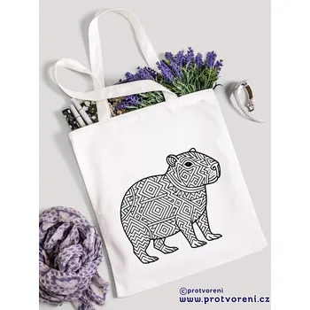 Textilní taška k vybarvení, KAPYBARA, 41x37cm, BÍLÁ, 1 kus
