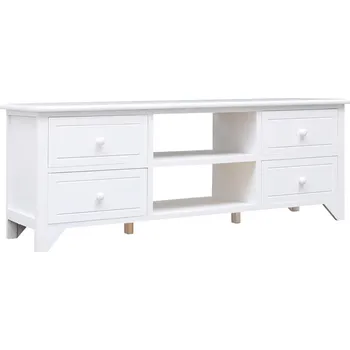 Televizní stolek TV stolek bílý 108 x 30 x 40 cm masivní dřevo pavlovnie - 8720286654514