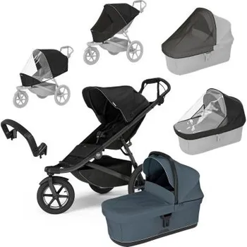 Dětské zboží Thule Výhodný set Urban Glide 3 Kompletní kočárek + Pláštěnka + Moskytiéra + Madlo - Black/Slate