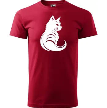 Pánské tričko Sablio Tričko s potiskem Kočka - červené 3XL