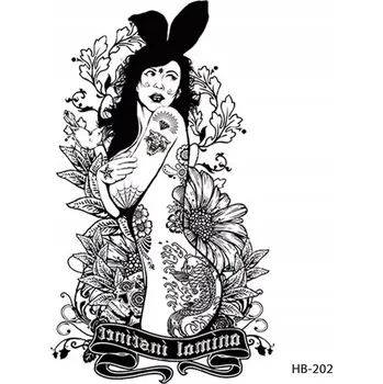 Odstranitelné tetování Dočasné omyvatelné tetování barevné TATTOO 3D 14,8 x 21 cm žena rostlina