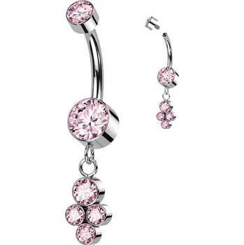Piercing Atreya Titanový piercing do pupíku s vnitřním závitem a zirkony s visací ozdobou Barva: Růžová