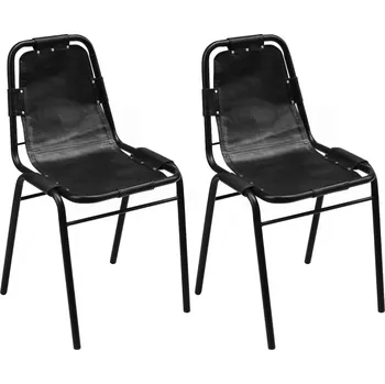 Jídelní židle Jídelní židle 2 ks černá pravá kůže - 8718475526025