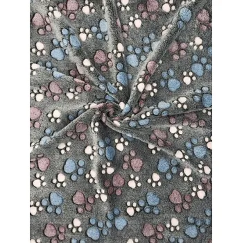 Pelíšek pro psa Fleece deka 100 x 70 cm barevné tlapky | jaks