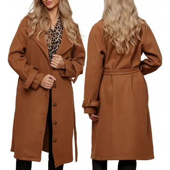 Dámský kabát Dámský trenčkot jarní podzimní dlouhý klasický béžový L