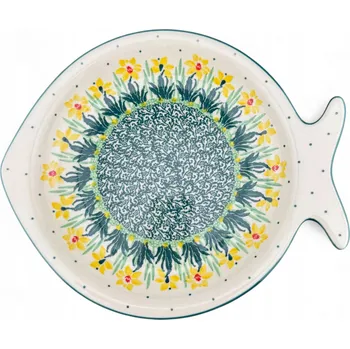 Talíř Rybí talíř, kulatý podnos, narcisy 2777Q, G2 Bolesławiec Keramika