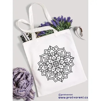 Textilní taška k vybarvení, MANDALA 4, 41x37cm, BÍLÁ, 1 kus