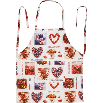 Kuchyňská zástěra Tegatex Šitá zástěra dlouhá - Ovoce se srdíčky 65*75 cm