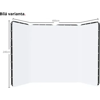 Fotoateliérová technika Fotoplátno Fotopozadí Fotografické Pozadí s Oky a Fixací 2,4 x 4m - Výběr Barev Bílá