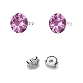 Náušnice Stříbrné Náušnice 925 s krystaly Swarovski Rose 4,5 mm Light Amethyst