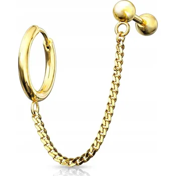 Náušnice Náušnice do dvou dírek - kroužek a činka zlatá