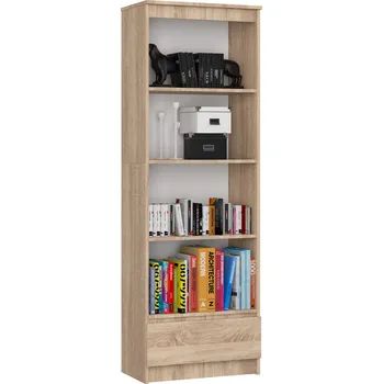 regál Kancelářský regál Rexa 60 cm 1 šuplík a 4 police dub sonoma