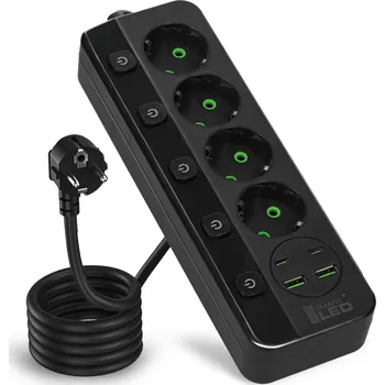 Napájecí kabel Prodlužovací Kabel lišta Smartled 3 m, 4 ks, černá