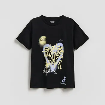 Dívčí tričko Reserved - Tričko s potiskem - černý - 402HU-99X - 402HU-99X-U13