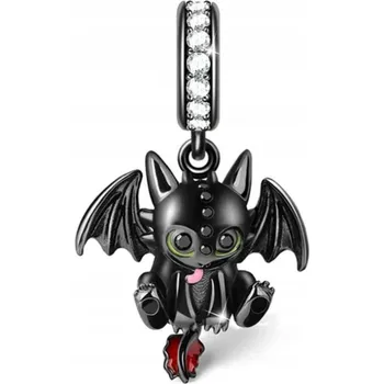 Přívěsek Přívěsek STŘÍBRO 925 Charms Korálek Černý Drak Bezzubka